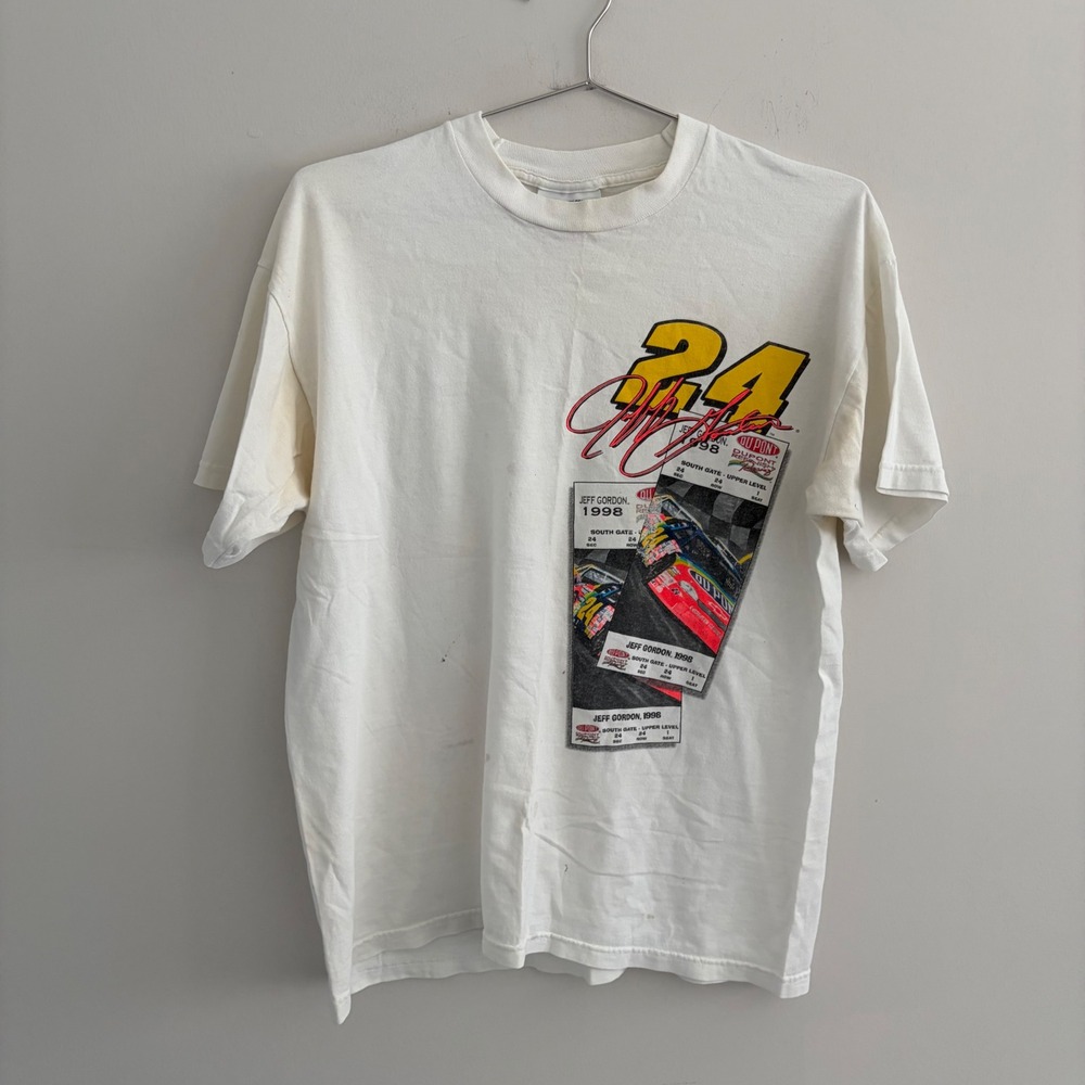 Vintage 1998 Jeff Gordon NASCAR T-Shirt Competitors View White Men Large